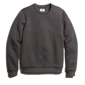 Marine Layer Men's Corbet Quilted Crewneck sweatshirt in charcoal grey Size L